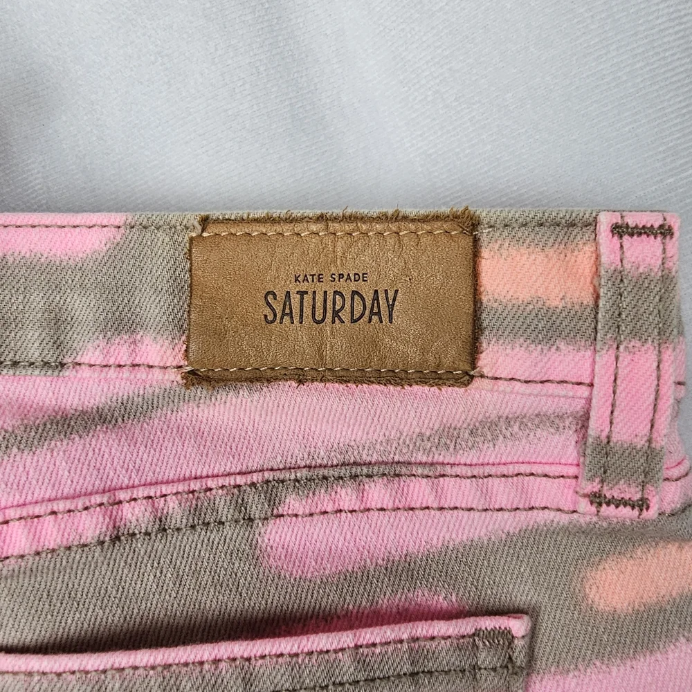 Saturday Kate Spade spray Painted Pink Stripe Skinny Jeans Size 29